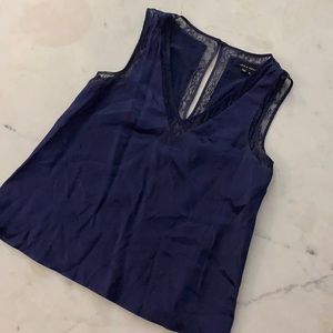 Navy silk tank